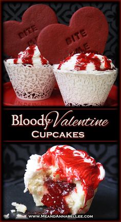 valentine's day cupcakes with red and white frosting