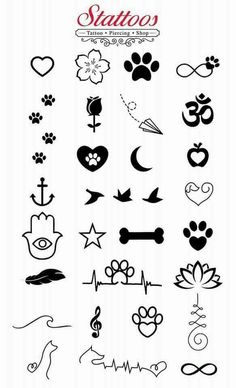 various tattoo designs and symbols are shown in this image, with the word tattoos written on it