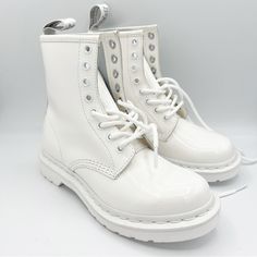 New Dr. Martens 1460 Mono Smooth Leather Lace Up Boots In White Us Women's Size 5 (36 Eu) 8-Eyelet Lace-Up Combat Boot Silhouette Ankle-Height Shaft Round Toe White Smooth Upper With Monochromatic White Eyelets And Laces Iconic Seam Around Sidewall And 'Airwair With Bouncing Soles' Heel Pull Rubber Outsoles With Low Heel New Without Box, Boots Show Signs Of Storage/Handling And Being Tried On, Otherwise In Good Overall Condition Reasonable Offers Welcome! Add To Any Bundle Of 2+ Items For An Automatic Discount And Combined Shipping! Pictures And Video Are Also Considered Important Parts Of The Description. Dr. Martens Mono White 1460 Smooth Leather Lace Up Combat Boots Women's Size 5 Tags: Boot Silhouette, Womens Combat Boots, Lace Up Combat Boots, Leather Lace Up Boots, Combat Boot, White Eyelet, Eyelet Lace, Leather Lace, Lace Up Boots