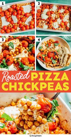 the steps to make roasted pizza chickpeas