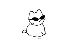 a drawing of a cat with sunglasses on it's face and the caption that says