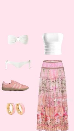 two pieces of clothing and accessories on a pink background