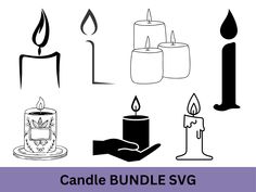 candle svg clipart bundle for cricut, silhouettes and other projects