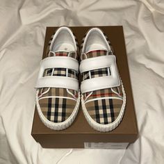 Burberry Kids Sneakers Unisex Size 34 ,Uk 2, Us 2.5 Sneaker With Single Strap In Excellent Condition My Son Wore For His First Communion Retail $370 Plus Tax Burberry Kids Backpack, Burberry Sneakers & Athletic Shoes, Burberry Kids, Burberry Shoes, Kids Sneakers, First Communion, My Son, Kids Shoes, Burberry