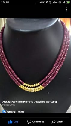 Ruby Beads Jewellery Indian, Simple Beaded Necklaces, Gold Jewelry Outfits, Black Beads Mangalsutra Design, New Gold Jewellery Designs, Fancy Jewelry Necklace