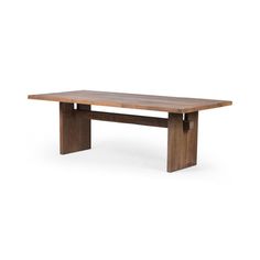 a wooden table sitting on top of a white background