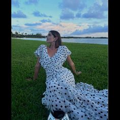 Gorgeous Maxi Dress With Polka Dots Perfect For A Wedding Or Black Tie Event Elegant Polka Dot Maxi Dress For Beach, Elegant Polka Dot Maxi Dress With Short Sleeves, White And Black Polka Dot Dress, Gorgeous Maxi Dresses, Bridal Shower Dress, Black Tie Event, Dot Dress, Polka Dot Dress, Black Tie