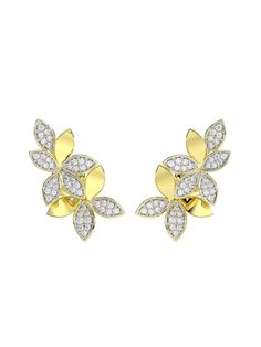 Wild Flower Yellow Gold Earrings | Marchesa Luxury Flower-shaped Cluster Earrings For Women, Yellow Gold Flower Diamond Earrings For Wedding, Gold Flower Earrings With Brilliant Cut, Diamond Flower Yellow Gold Earrings, Yellow Gold Flower Earrings With Diamond Accents, Flower Shaped Diamond Earrings In Yellow Gold, Gold Flower Diamond Earrings, Yellow Gold Flower-shaped Diamond Earrings With Accents, Yellow Gold Flower Diamond Earrings With Brilliant Cut