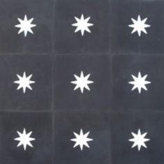 nine white stars are arranged in squares on a black background, with one smaller star at the center