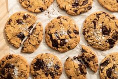 chocolate chip cookies with powdered sugar on top