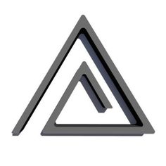 the triangle logo is black and white, with grey triangles on it's side