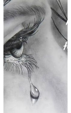 a drawing of a woman's eye with tears