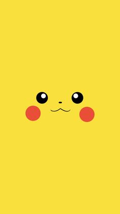 the face of pikachu is shown in this minimalist style, with black eyes and