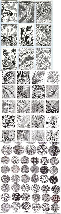 an assortment of different designs and shapes in black ink on white paper, with text below