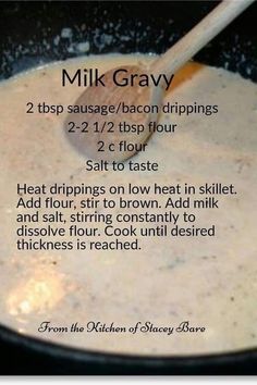 a recipe for milk gravy in a skillet