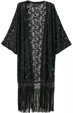 Dark Bohemian, Bohemian Mama, Loose Kimono, Boho Goth, Lace Weave, Fringe Kimono, Style Gothic