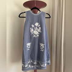 Beautiful Embroidery Details On Blue Linen Like Material. Perfect Easy Chic Summer Dress. Nwot, Never Worn Chic Summer Dresses, Linen Shift Dress, Easy Chic, Embroidered Linen, Beautiful Embroidery, Embroidery Details, Indian Wear, Zara Dresses, Summer Dress