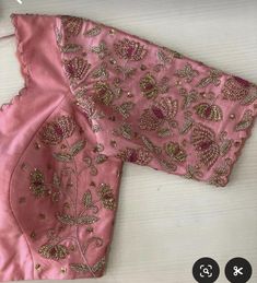 Reception Blouse Work Designs, Straight Line Aari Work Blouse Design, Shawl Embroidery, Hoops Embroidery, Books Embroidery, Pink Blouse Designs, Embroidery Books, Gift Embroidery