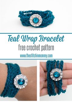 the teal wrap bracelet is free crochet pattern