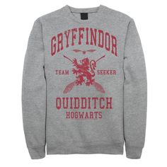 Support your favorite house with this men's Harry Potter Deathly Hallows 2 Gryffindor Quidditch fleece pullover. Support your favorite house with this men's Harry Potter Deathly Hallows 2 Gryffindor Quidditch fleece pullover. Long sleeves CrewneckFABRIC & CARE Cotton, polyester Machine wash Imported Size: 3XL. Color: Med Grey. Gender: male. Age Group: adult. Pattern: Graphic. Material: Cotton / Poly. Gryffindor Quidditch Team, Quidditch Seeker, Gryffindor Quidditch, Hogwarts Quidditch, Wingardium Leviosa, Harry Potter Quidditch, Harry Potter Deathly Hallows, Harry Potter Style, Neville Longbottom