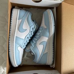 Baby Blue In Super Good Used Condition Casual Light Blue Low-top Custom Sneakers, Custom Light Blue Low-top Sneakers For Streetwear, Air Jordan 1 Low Ice Blue, Light Blue Low-top Jordan Shoes, Light Blue Nike Air Force 1 Low-top For Streetwear, Nike Shoes Jordans, Jordan 1 Low, Jordan Shoes, Jordan 1