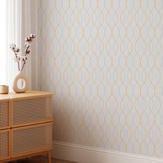 Modern Geometric Wave Wallpaper - Elegant Color Line Peel and Stick Wallpaper Geometric Wave Wallpaper, Geometric Wave, Wave Wallpaper, Waves Wallpaper, Abstract Waves, Elegant Color, Watercolor Wallpaper, Modern Wallpaper, Gold Line