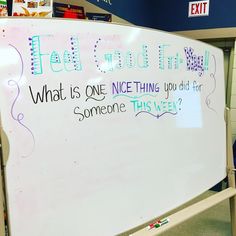 a white board with writing on it in a store