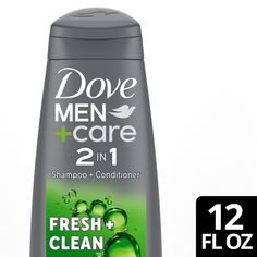 Dove Men+Care Fortifying Two in One Shampoo and Conditioner makes hair stronger and more resilient so that men can pursue their active lifestyles. This shampoo for men is designed specifically for those that want fresh clean hair and have a concern about hair loss. It deeply cleans and invigorates hair with a refreshing effect, and is infused with caffeine + menthol. It helps strengthen hair, leaving it visibly healthy, thicker and resilient, with a dual Two-in-One formula that functions as a sh Shampoo For Men, Hair For Men, Mens Shampoo, Dove Men Care, Thickening Shampoo, Dove Men, Strengthen Hair, Clean Hair, Oily Hair