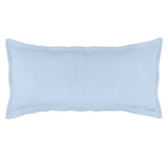 a light blue pillow on a white background