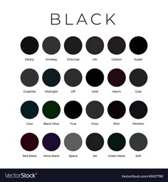 black color chart with different shades