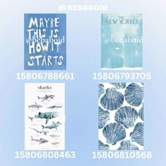 three books with different illustrations on them in blue and white colors, including one that reads maybe this is how i start starts