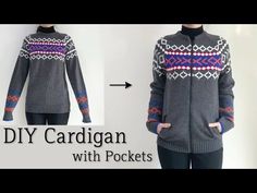 an image of a woman wearing a sweater with pockets