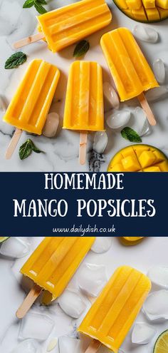 mango popsicles Popcicles Recipes, Fruit Popsicle Recipes, Healthy Popsicle Recipes, Easy Popsicles, Mango Popsicles, Healthy Popsicles, Vanilla Filling, Fruit Popsicles, Homemade Vanilla Ice Cream