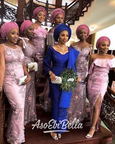 Asoebi Styles Lace Traditional Weddings, Asoebi Styles Lace, Aso Ebi Wedding, Nigerian Bridesmaid Dresses, Nigerian Wedding Dresses Traditional, Nigerian Gele, Gele Styles, Asoebi Style, Aso Ebi Lace Styles