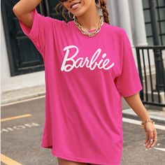 New Barbie Graphic Tee Sizes: S-5x Short Sleeves 100% Cotton Perfect For All Barbie Lovers! Barbie Shirt Outfit, Barbie Graphic Tee, Barbie Graphic, Acid Wash Shirt, Curved Hem Shirt, New Barbie, Tan T Shirt, Barbie Vintage, Yellow T Shirt