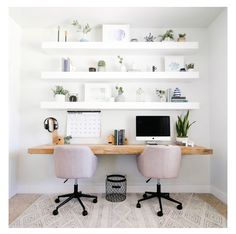 two pictures side by side one has a desk and the other has a chair