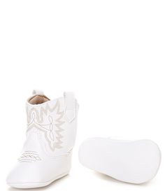 From Baby Deer&#x2C; the Kids' Miller Western Boot Crib Shoes feature:Synthetic upperPull-on with alternative closure for easy on/offSynthetic liningLightly cushioned footbedSynthetic outsoleImported White Non-slip Casual Boots, White Non-slip Round Toe Boots, White Synthetic Booties For Spring, White Synthetic Closed Toe Booties, White Non-slip Closed Toe Boots, White Synthetic Casual Booties, White Casual Synthetic Booties, Casual White Synthetic Booties, Baby Cowgirl Boots