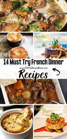 French Dinner Menu, French Recipes Dinner, Recipes For Dinner Party, French Cuisine Recipes, French Cooking Recipes, Easy French Recipes