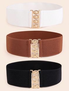 Elevate your outfit with our 3-Piece Metal Buckle Wide Waist Belt Set. Made with high-quality metal buckles and wide belts, these cinches are perfect for dresses. Add a touch of sophistication and define your waistline with this versatile belt set. Get 3 different colors in one set for endless styling options. Color : Multicolor Style : Casual Stretch : Medium Stretch Belts Composition : 90% Polyester, 10% Metal Belts Material : Elastic Size Length Width 70 65 6 Wide Waist Belt, Wide Belts, Stretch Belt, Wide Waist, Classic Coats, Metal Belt, Button Up Dress, One Set