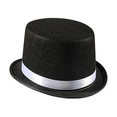 The top hat is a professional addition to any attire! VERSATILE: Great for Halloween stage, kids parties, or one-on-one playtime year-round The hat measures 4” in height and 8” in width. ADDITIONAL FEATURES: Sewn with the finest quality material. Easy cleaning and drying. Classic Adjustable Costume Hats And Headpieces For Party, Brimmed Top Hat For Winter Costume Party, Novelty Top Hat For Carnival Costume Party, Novelty Black Top Hat For Costume, Black Novelty Top Hat For Costume, Classic Halloween Costume Accessories For Costume Party, Adjustable Short Brim Top Hat For Carnival, Tuxedo Top, Ringmaster Costume