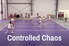 a group of girls playing tennis on a court with the words controlled chaos in front of them