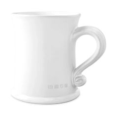 White mug on white background. Dolphin Tail, Sistine Chapel, White Glaze, Dishwasher Safe, Coffee Tea, Dinnerware, Tea, Ceramics