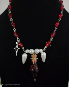 This is a beaded 15 inch choker inspired by elegant vampire teeth. Vampire Jewelry Diy, Wearable Art Headpieces, Easy Cheap Crafts, Vampire Crafts, Vampire Craft, Alt Diys, Vampire Accessories, Elegant Vampire, Clutter Necklace