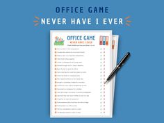 a printable office game with the words, never have i ever written on it