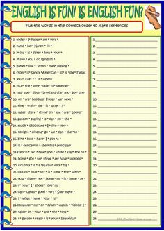 an english worksheet with the words fun is fun and other things to do