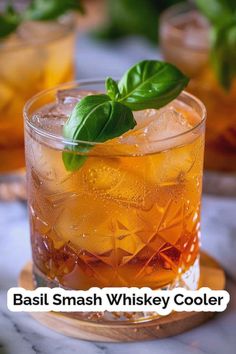 Cool off with this aromatic Basil Smash Whiskey Cooler! The perfect blend of fresh basil, whiskey, and simple syrup, served over ice. 🌿🥃 #CocktailRecipe #WhiskeyDrink #BasilCocktail Whiskey Basil Smash, Basil Cocktail, Basil Smash, Whiskey Smash, Refreshing Summer Drinks, Whiskey Drinks, Summer Drink, Crushed Ice, Drink Me