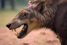 an animal with its mouth open showing teeth