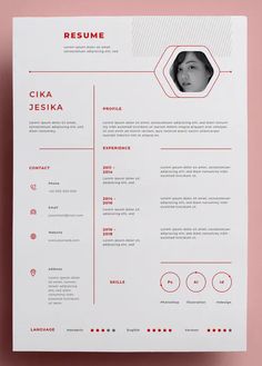 a clean and modern resume template with red accents