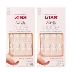 Created with acrylic-infused technology, KISS Salon Acrylic Nude French Nails in real short length are strong just like salon acrylics but have a bubble-free, flawless finish and are thinner at the cuticle for a seamless look. The look and strength of salon acrylics that a professional tediously sculpts onto the nails with a brush, but these glue on in minutes. Acrylic-infused technology makes the nails super durable and chip-free! Nude French Nails, Banana Smoothie Healthy, Bubble Nails, Kiss Nails, Gel Glue, Summer Glow, Manicure At Home, Gorgeous Nails, Beauty Essentials