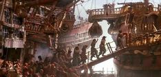 a scene from the movie pirates of the carraige, with many people standing around